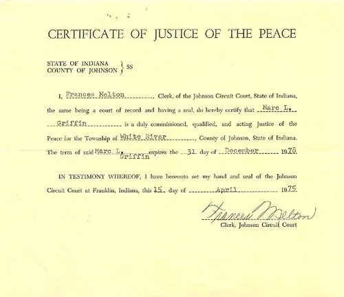 Court certificate with the seal of the Johnson Circuit Court and the clerk&rsquo;s signature.
