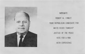 Campaign handbill with a portrait photo of Robert W. Condit.