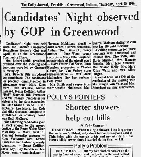 Newspaper clipping headlined &ldquo;Candidates&rdquo;