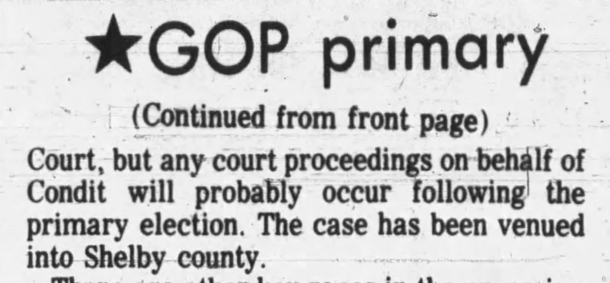 Newspaper clipping: continuation of the article &ldquo;GOP primary&rdquo;