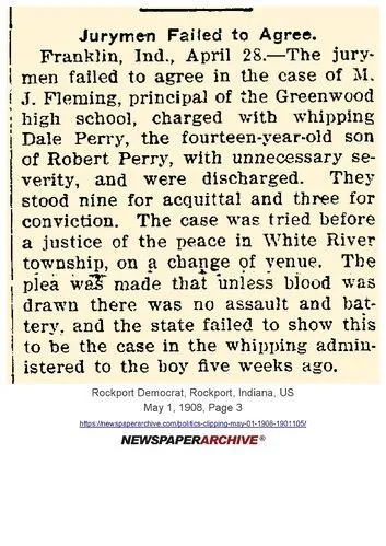 Newspaper clipping headlined &ldquo;Jurymen Failed to Agree&rdquo;